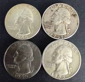 4 90% Silver Washington Quarters
