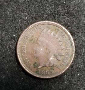 lot 23 image: 1863 INDIAN HEAD CENT