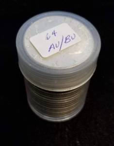 lot 27 image: AU-UNC ROLL OF 1964 KENNEDY SILVER HALF DOLLARS 20 COINS