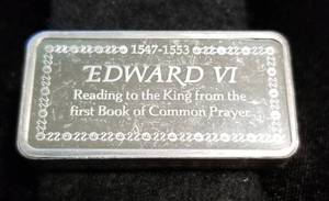 lot 36 image: 2.08 TROY OZ .925 STERLING ART BAR EDWARD VI (1000 grains sterling)