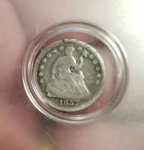 lot 38 image: 1857 US SEATED LIBERTY HALF DIME