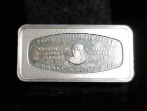 lot 55 image: 1972 SOUTHERN ARIZONA BANK 1000 GRAINS STERLING SILVER BAR (2.08 TROY OZ)