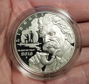 lot 19-A image: 2016 US MINT MARK TWAIN COMMEMORATIVE SILVER DOLLAR