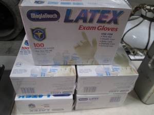lot 28 image: 5 Boxes of Latex Exam Gloves. One S...
