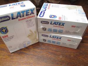 lot 34 image: 3 boxes of Latex Exam Gloves, One s...
