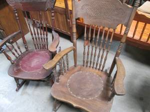 lot 40 image: Lot of 2 Vintage Ornate Wood Rockin...