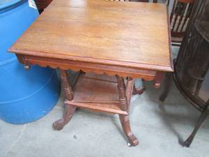 lot 47 image: Rectangular Taller Wood Side Table...
