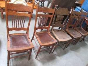 lot 48 image: Lot of 5 Wooden Vintage Chairs, eac...