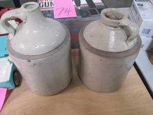 lot 75 image: Set of 2 Oven Glazed Pottery Water ...