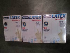 lot 82 image: 3 boxes of Latex Exam Gloves, One s...