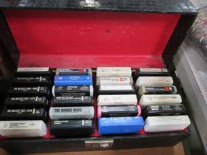 lot 98 image: Assorted Eight-Track tapes in a cas...