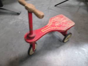 lot 99 image: Vintage Wooden Childs Ride-On Scoot...