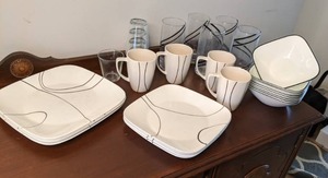lot 49 image: Monochromatic Dishware Set
