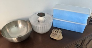 lot 60 image: Salad Spinner & Tossers, Mixing Bowl, etc.