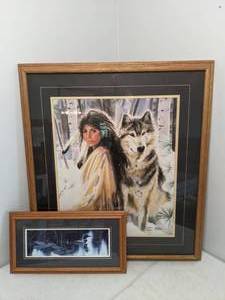 lot 77 image: (2) Framed Art Prints Loon & Silent Partners by Maija Signed