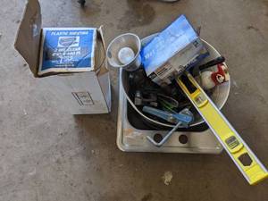 lot 113 image: Stainless Steel Sink, Plastic Sheeting, Misc. Supplies