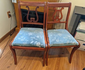 lot 284 image: Pair of Vintage Wood Lyre Back Chairs