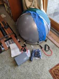 lot 288 image: Exercise Gear Ball & Base, Resistance Bands, etc.