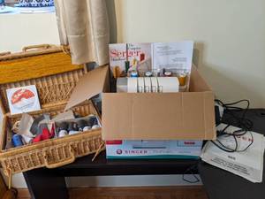 lot 257 image: Singer Pro Finish Serger & Sewing Supplies
