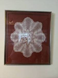 lot 258 image: Intricate Framed Doily Artwork