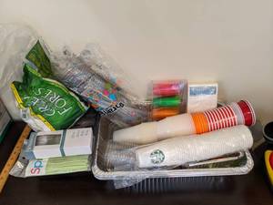 lot 260 image: Single Use Utensils, Baking Trays Cups, Napkins