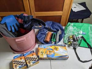 lot 227 image: Pet Supplies Nail Trimmers, Brushes, Dog Booties