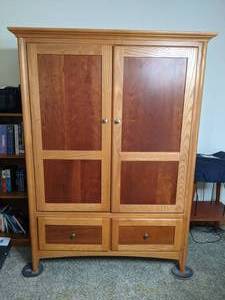lot 230 image: Two Tone Wood Entertainment Center