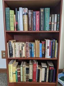 lot 205 image: Bookshelf Filled with Books Twain, Poe, Bradbury, etc.