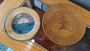 lot 208 image: (2) Decorative Wood Plates Sailing Ships