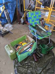 lot 121 image: Fun in the Sun Ladder Toss Game, Lawn Chair, Camping Supplies, etc.