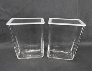 lot 21 image: Set of 2 Vintage 6 Inch Tall Glass Museum Jars With Covers - Made in Germany
