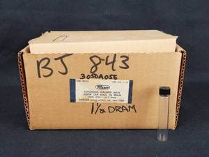 lot 31 image: 1 Gross Case of Mercer Glass Works Merco 1.5 Dram 65 x 13 MM Glass Screw Cap Vials