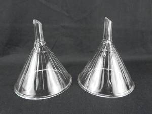 lot 47 image: Set of 2 Mercer Glass Works 16 ounce Large Glass Ribbed Funnels