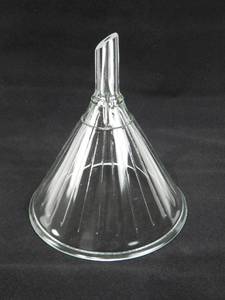 lot 50 image: Set of 2 Mercer Glass Works 16 ounce Large Glass Ribbed Funnels