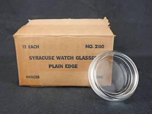 lot 72 image: Case of 12 Mercer Glass Works Plain Edge Syracuse Watch Glasses