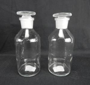 lot 109 image: Set of 3 Vintage 250 ML Narrow Mouth Glass Bottles With Stoppers