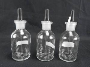 lot 110 image: Set of 3 Vintage 125 ML Lubin Dropping Bottles With Pipette Stoppers