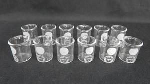lot 116 image: Set of 12 Mercer Glass Works Merco 10 ML Pyrex Glass Beakers