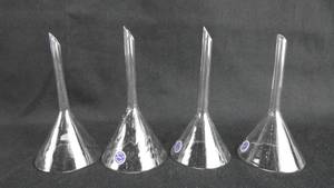 lot 183 image: Set of 4 Vintage Mercer Glass Works Merco 55 MM Convoluted Glass Funnels - Made in West Germany