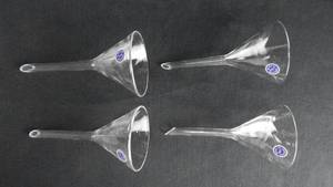 lot 185 image: Set of 4 Vintage Mercer Glass Works Merco 55 MM Convoluted Glass Funnels - Made in West Germany