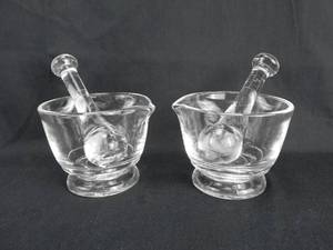 lot 237 image: Set of 2 Mercer Glass Works 8 Ounce Mortars and Pestles