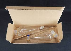 lot 202 image: Set of 2 Glass 125 ML Separatory Funnels With Teflon Stopcocks and Stoppers