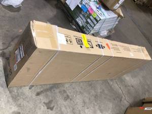 lot 32 image: Ready-to-Assemble 6 ft. Adjustable Height Solid Wood Top Workbench in Black by Husky Customer Returns See Pictures