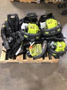lot 41 image: Lot of Ryobi Leaf Blowers with bags Customer Returns See Pictures