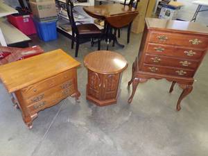 Jewelry Cabinet and 2 End Tables