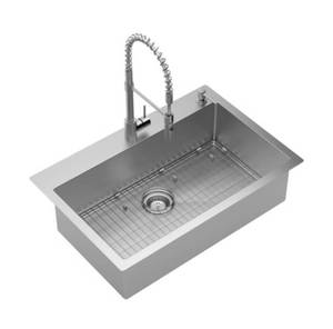 lot 20 image: American Standard Culver Welded Kitchen Sink and Semi-Pro Faucet Package