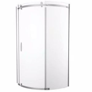 lot 8 image: 38 in. Wx72in.H Round Sliding Frameless Corner Shower Enclosure in Chrome the retail price is $510