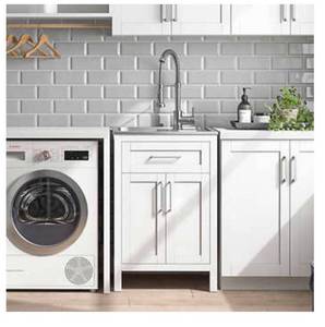 lot 19 image: OVE Decors Paloma 22 Utility Sink with Faucet & Cabinet the retail price in Costco is $399.99