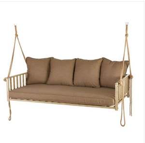 lot 6 image: Cane Patio Outdoor Patio Swing with Square Back Cushions the retail price in Home Depot is $749.00