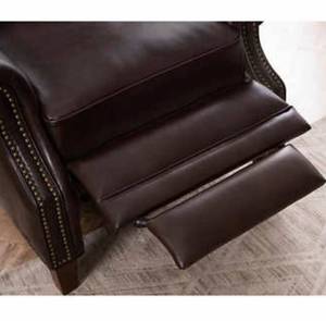 lot 28 image: Ridgewood Top Grain Leather Pushback Recliner the retail price in Costco is $749.99